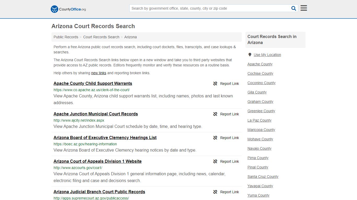 Arizona Court Records Search - County Office